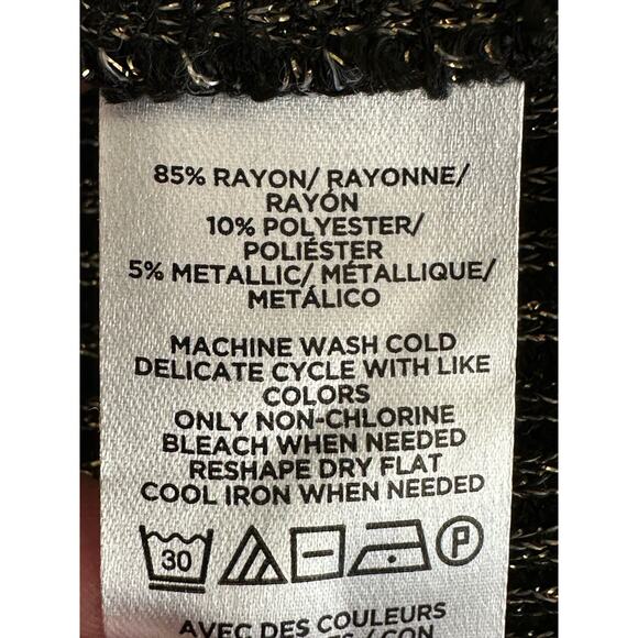 Loft black metallic gold threads long sleeves sweater size Small - Picture 4 of 12